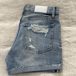 Pistola light wash distressed jean shorts size 26